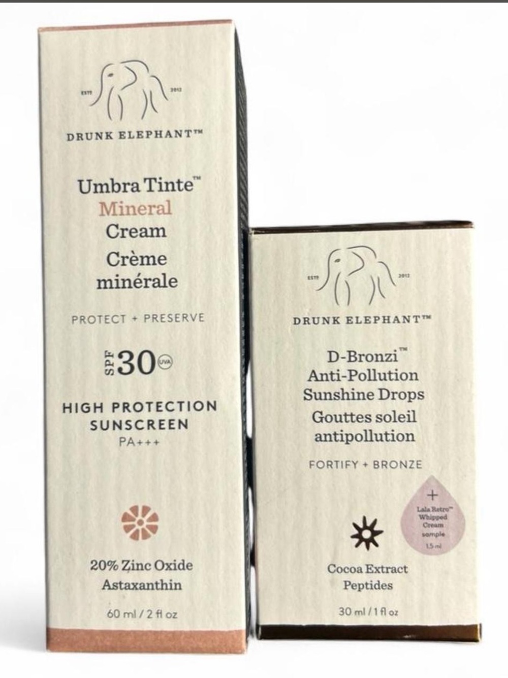 New Drunk Elephant Umbra Tinte Mineral Cream & D-Bronzi sunshine drops